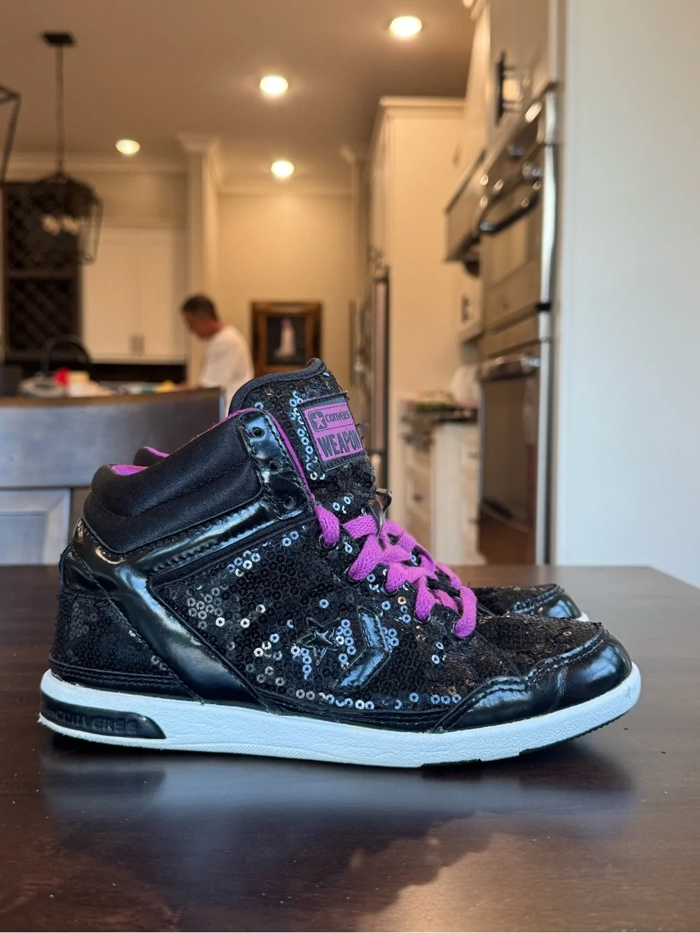 Converse Rare Sequin WEAPON  Edition High-Top Sneakers — Black w/Purple Accents